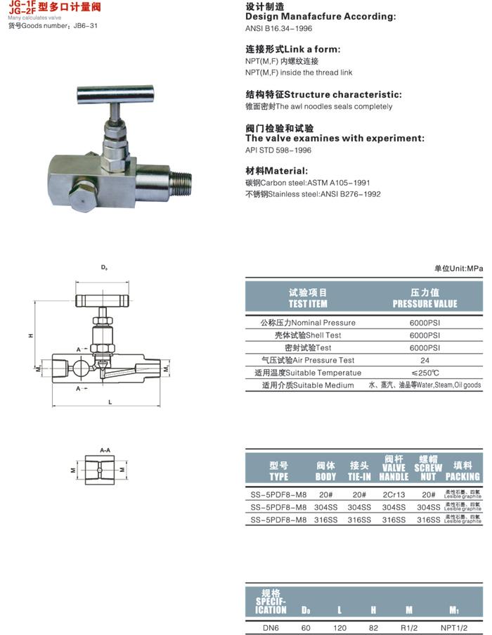 JG-1F多口计量阀JG-2F结构图